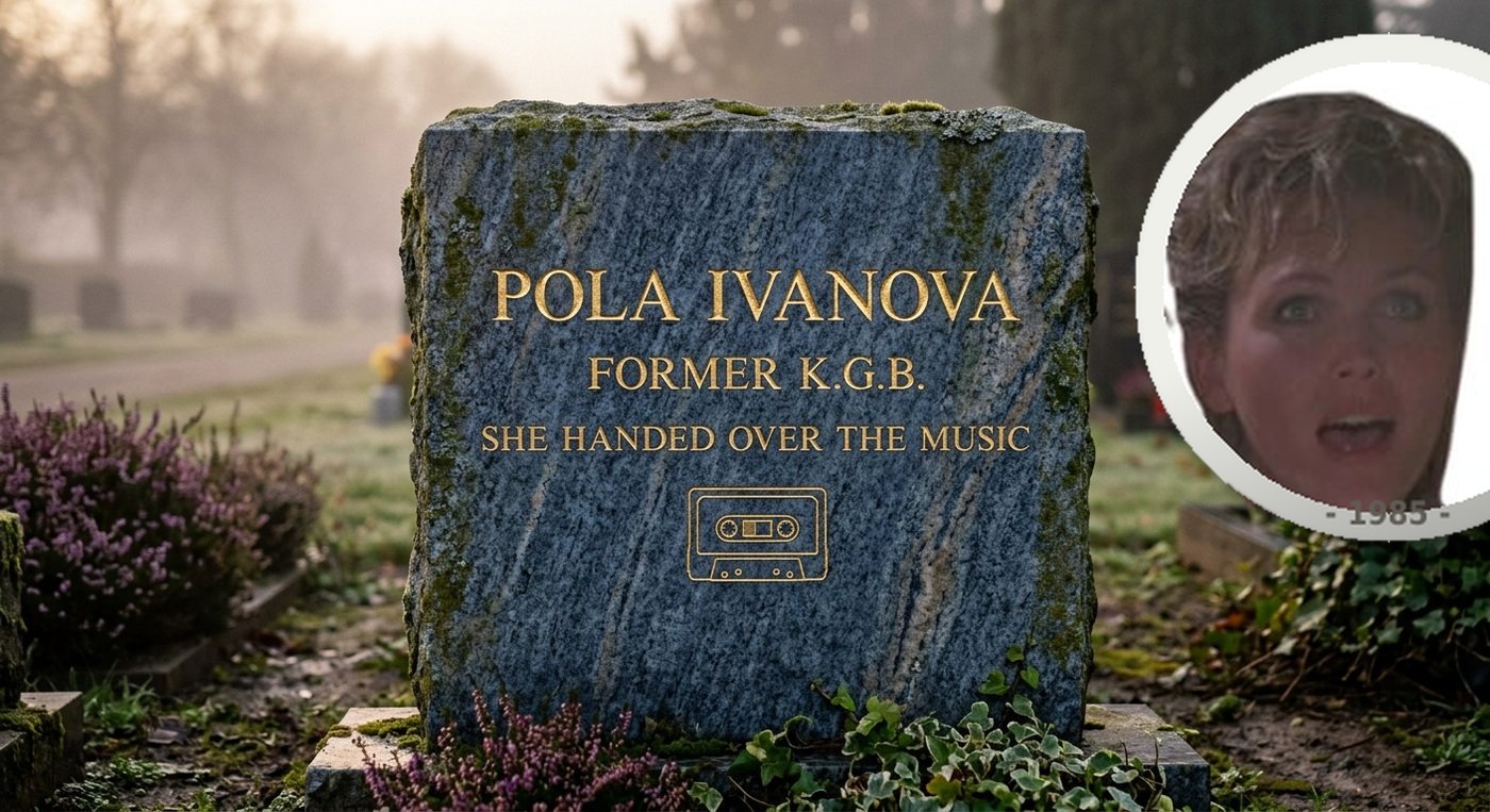Pola Ivanova headstone in blue-grey granite with gold lettering