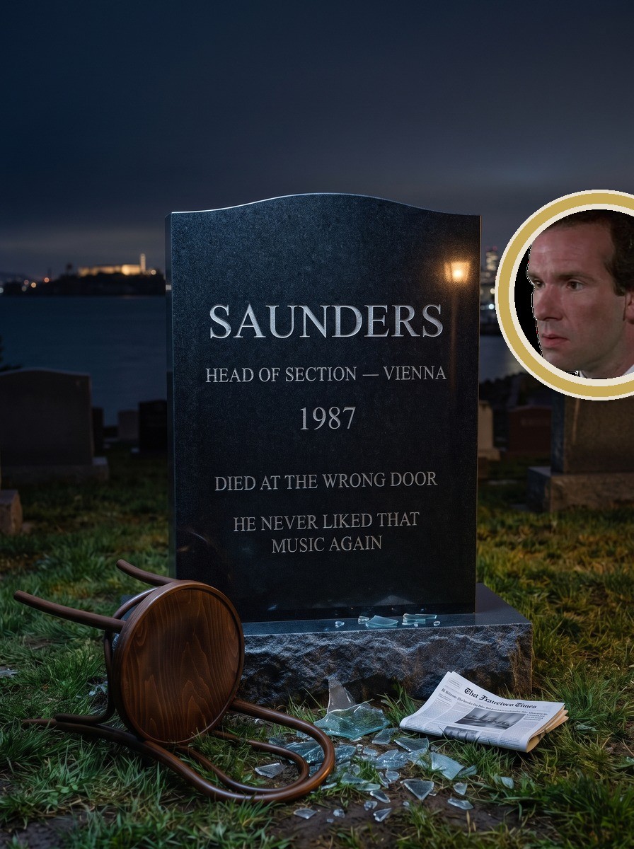 Saunders headstone in black granite with white lettering and porcelain portrait medallion