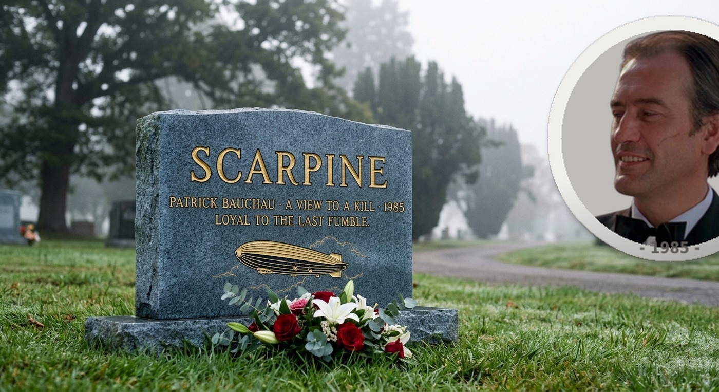 Scarpine headstone in blue-grey granite with gold lettering